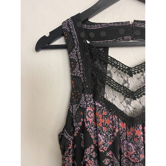 Free People Dress 4 Maxi Moroccan Black Crochet Lace Fairy Bohemian Whimsical - Picture 7 of 11